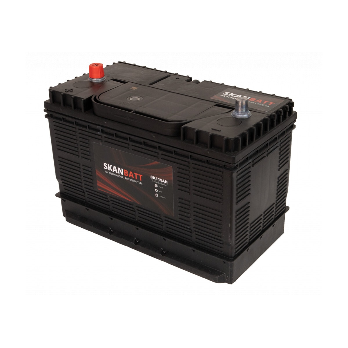 SKANBATT Fritidsbatteri 12V 115AH 800CCA (330x172x222/242mm) +midtstilt