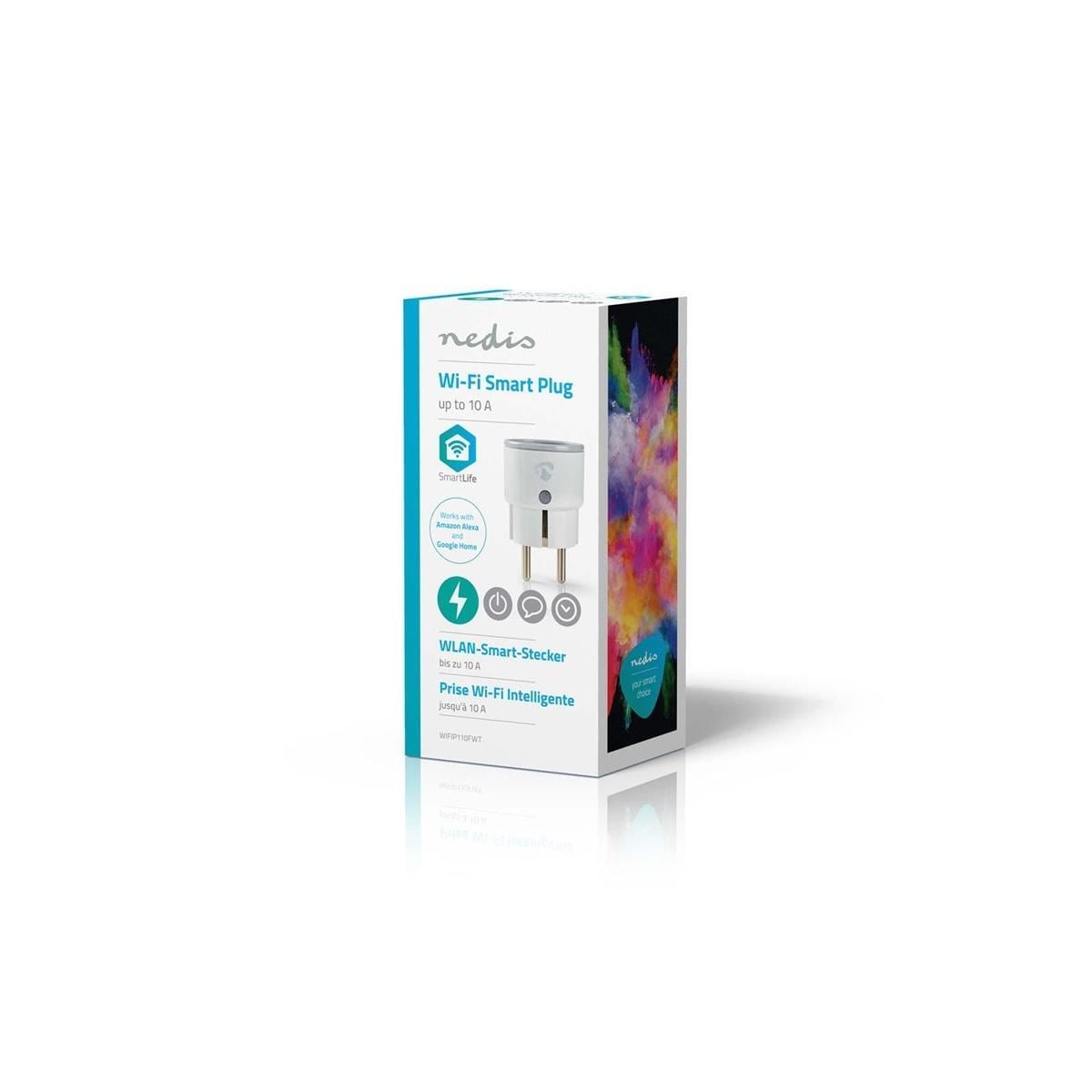Nedis SmartLife Smart Plug | Wi-Fi | IP21 | Efektmåler | 2500 W | Jordet kontakt / Type F (CEE 7/7) | -10 - 40 °C | Android™ / IOS | Hvit | 1 stk