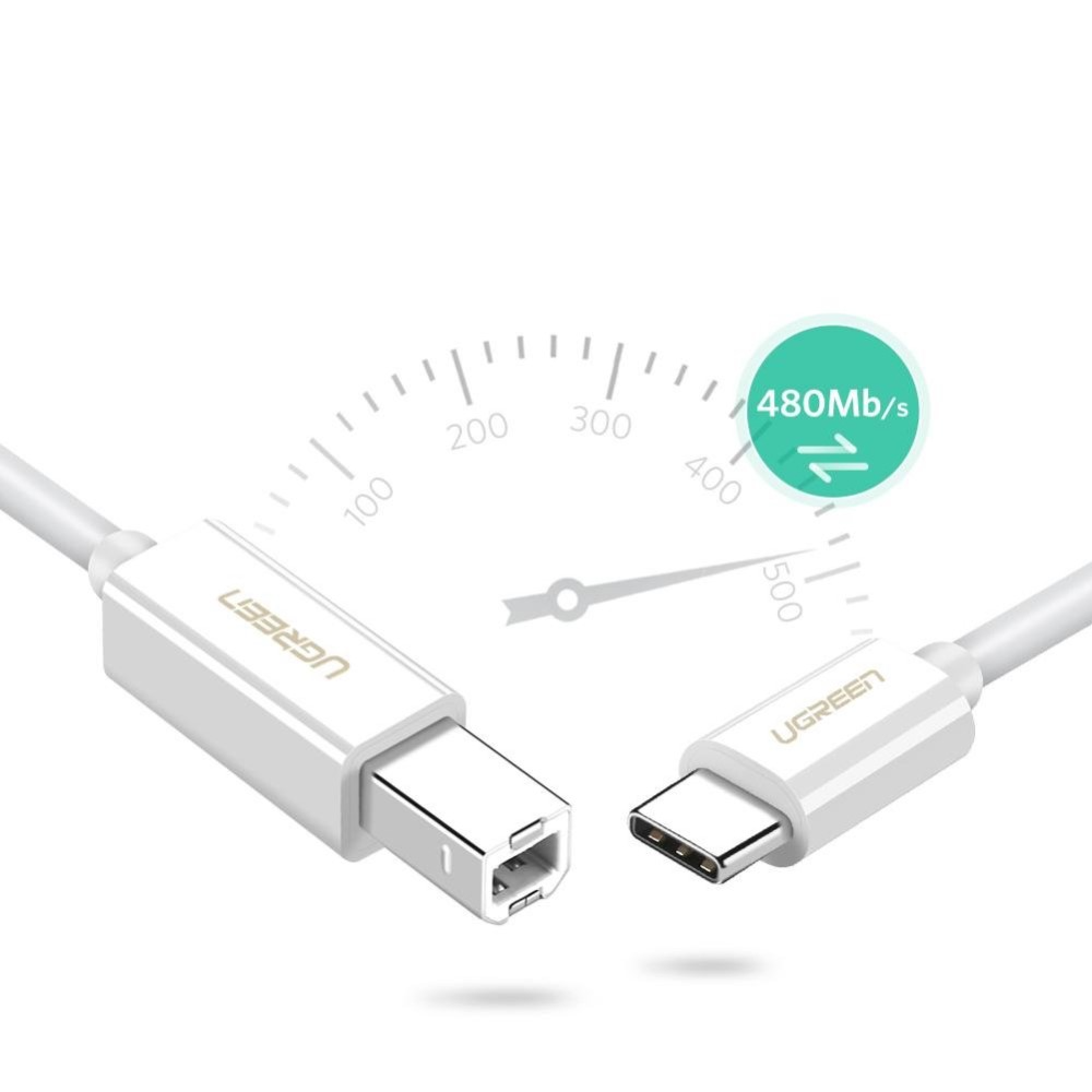 (1.5m) USB C auf USB B Kabel für Drucker / Scanner / Festplatten (480Mbit/s) - Weiss