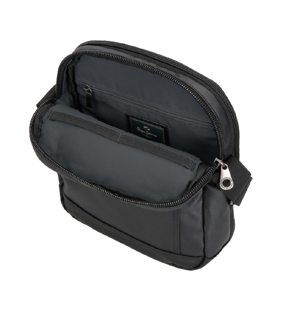 Bolsa de ombro preta para tablet Pepe Jeans Hatfield