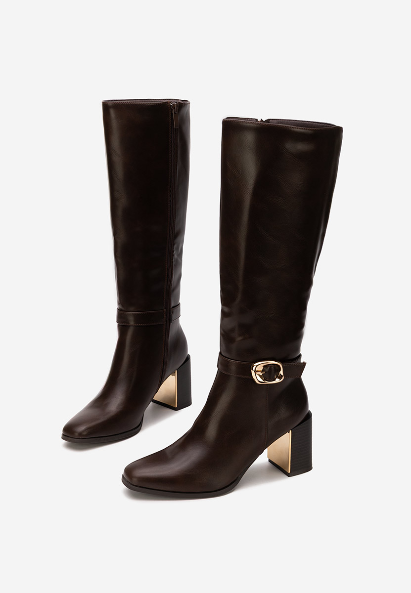Bottes à talon carré brunes Aurenza