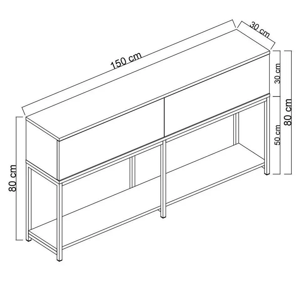 CALICOSY - Console 2 neerklapbare deuren LORD - 30x150x80 cm