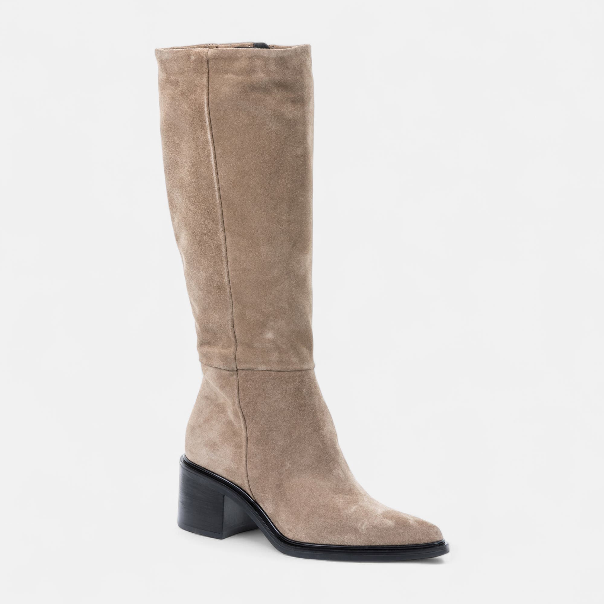 Bottes à talon Femme en cuir beige