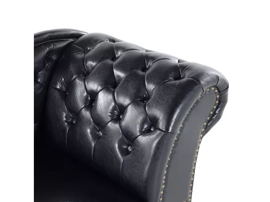 Méridienne Chesterfield noire brillante côté droit NIMES