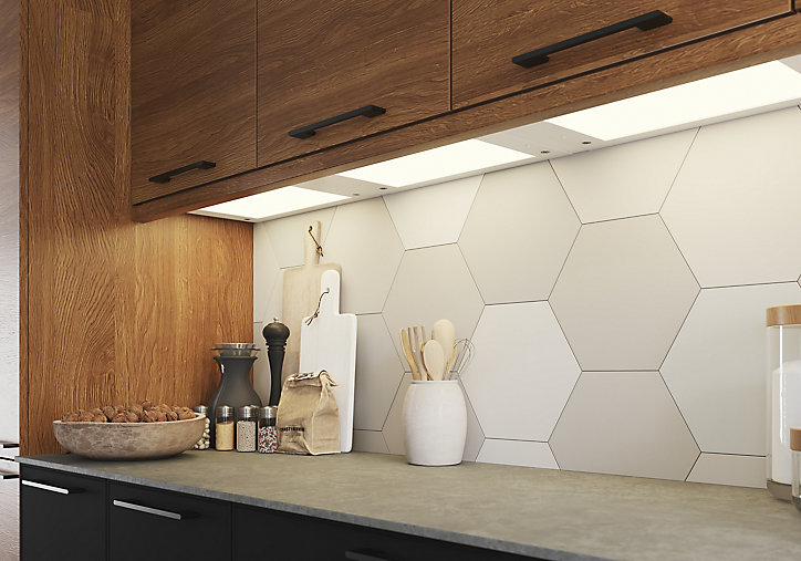 Tablette avec LED integrées de dessous de meuble haut GoodHome Caraway blanc l. 46,4 cm x L. 31,9 cm x H. 18,2 mm