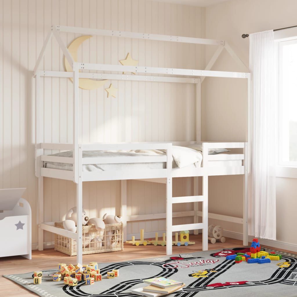 vidaXL Hemelbed voor kinderbed, wit, 207x80,5x151,5 cm, grenenhout