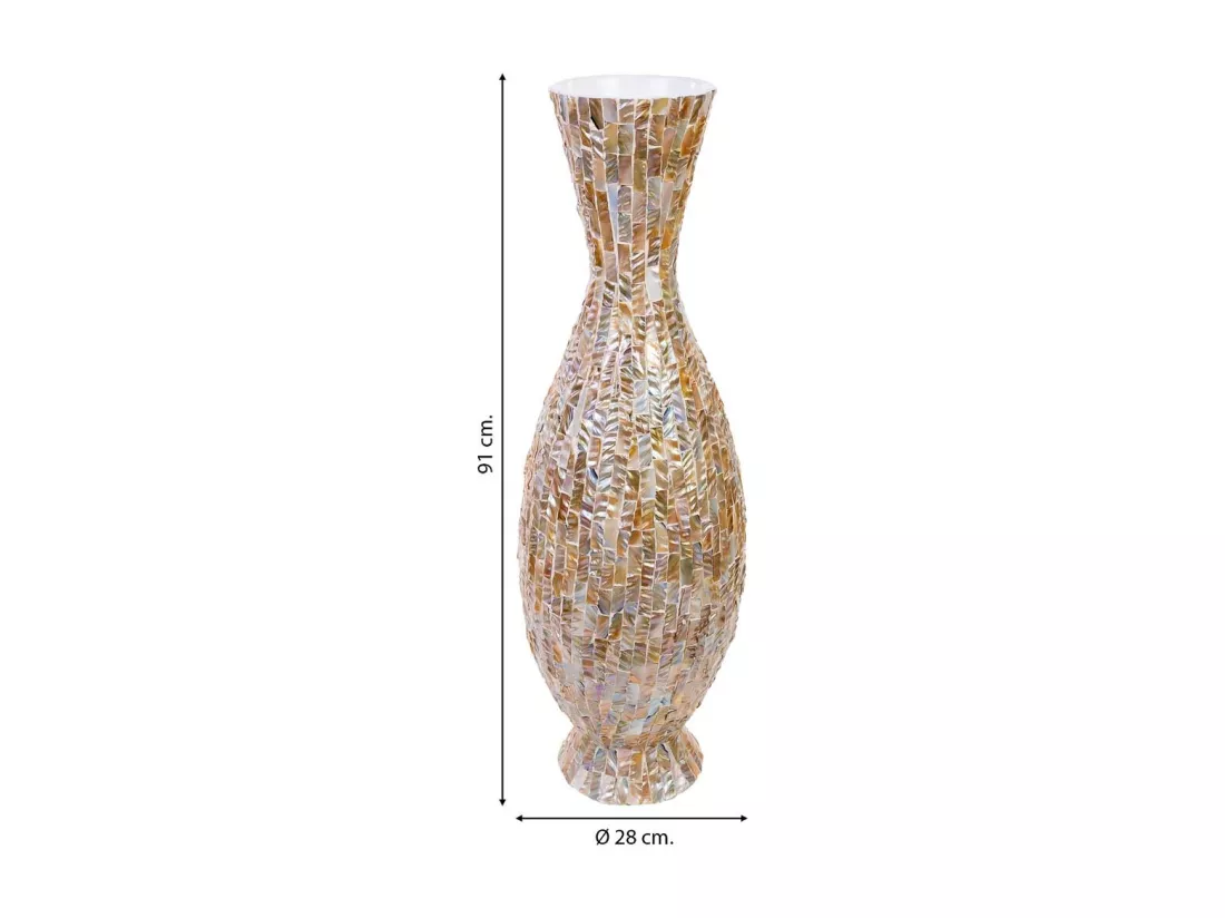 Vase en nacre marron et bois D28x91h cm