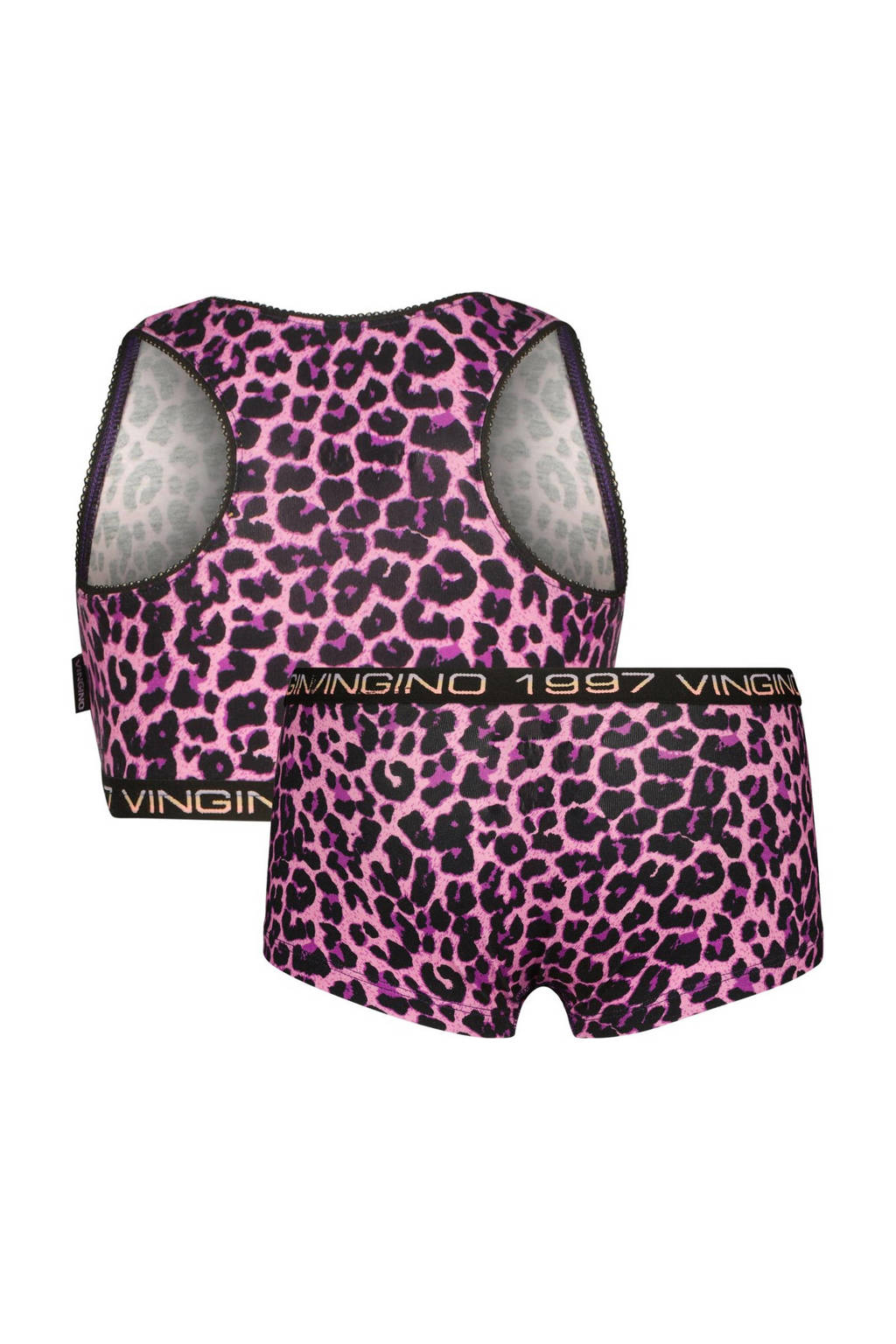 bh top + short Animal roze/zwart