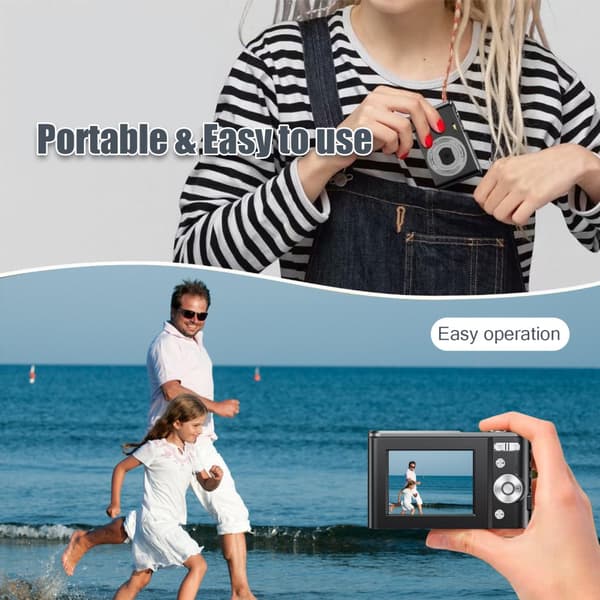 INF Digitalkamera 1080P, 48 megapiksler, 16x zoom Sort
