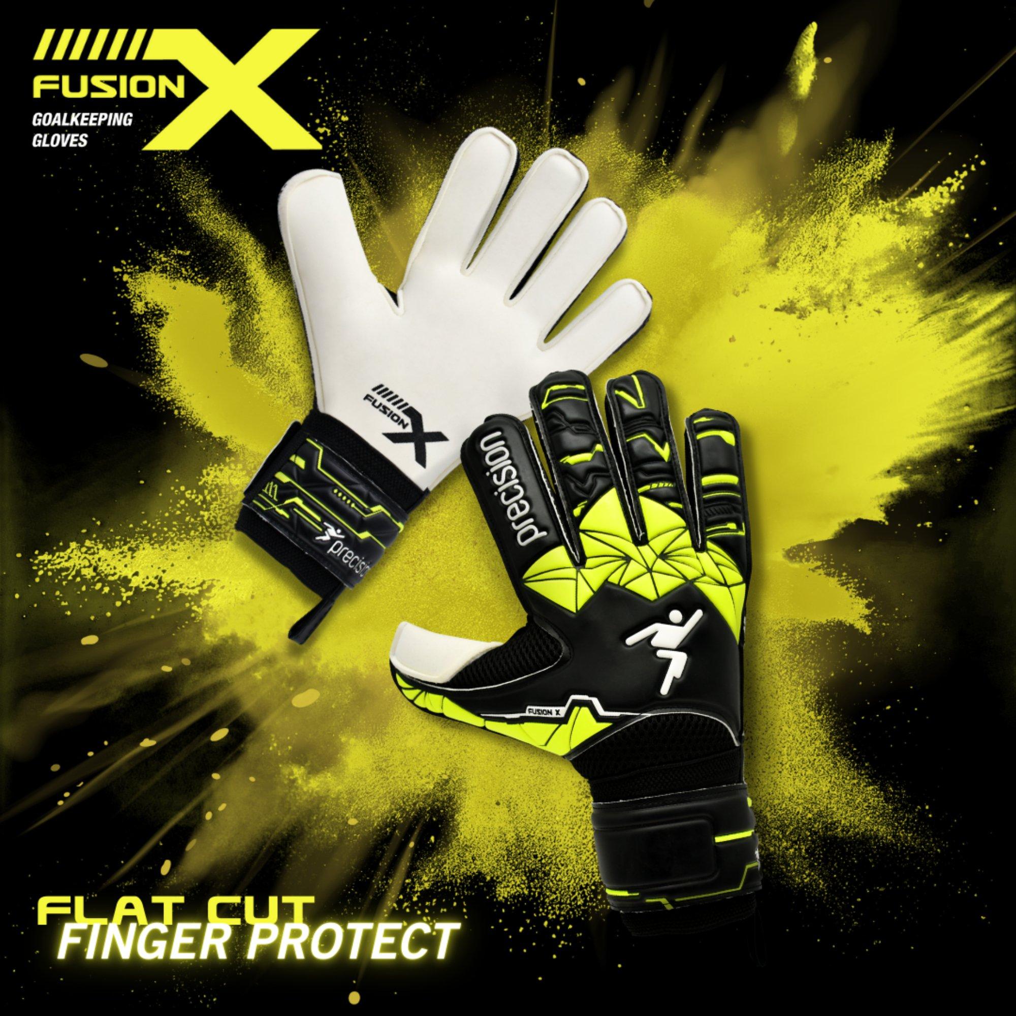 Precision Training Junior Fusion X Flat Cut Finger Protect GK Gloves