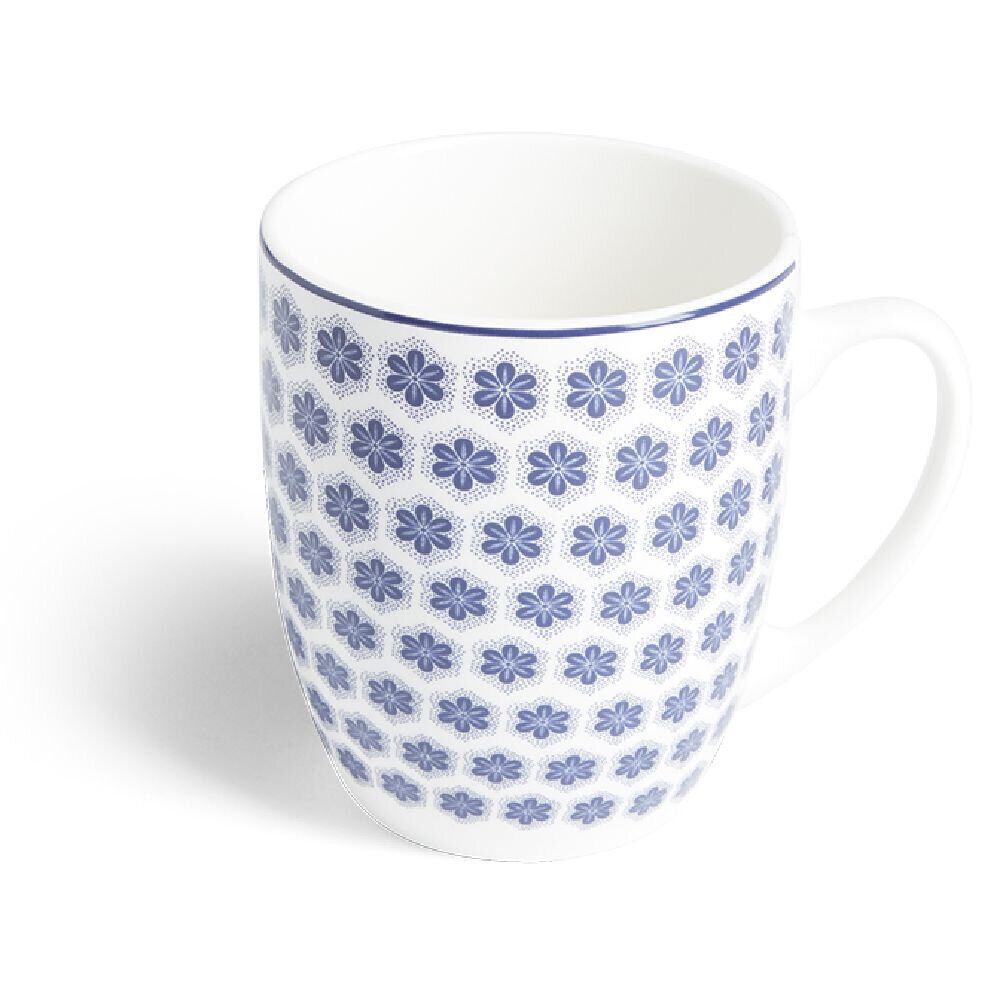 Lot de 4 mugs 200ml porcelaine Ø8,8x10,4cm bleu et blanc