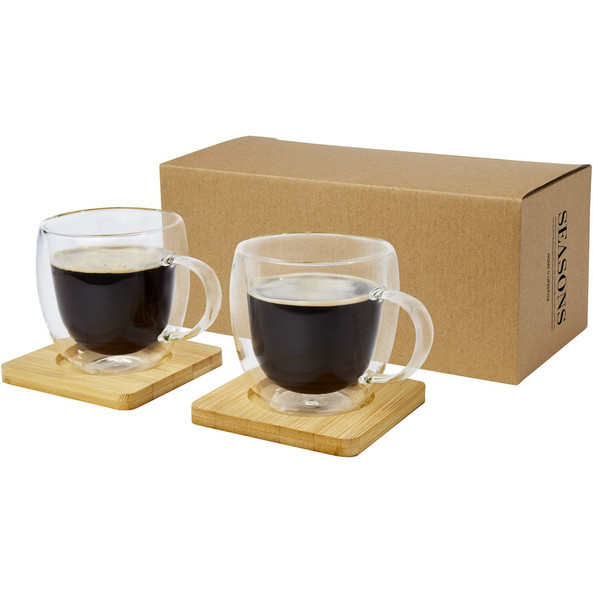 Seasons 113315 - Ensemble Verres Thermiques avec Dessous de Verre en Bambou