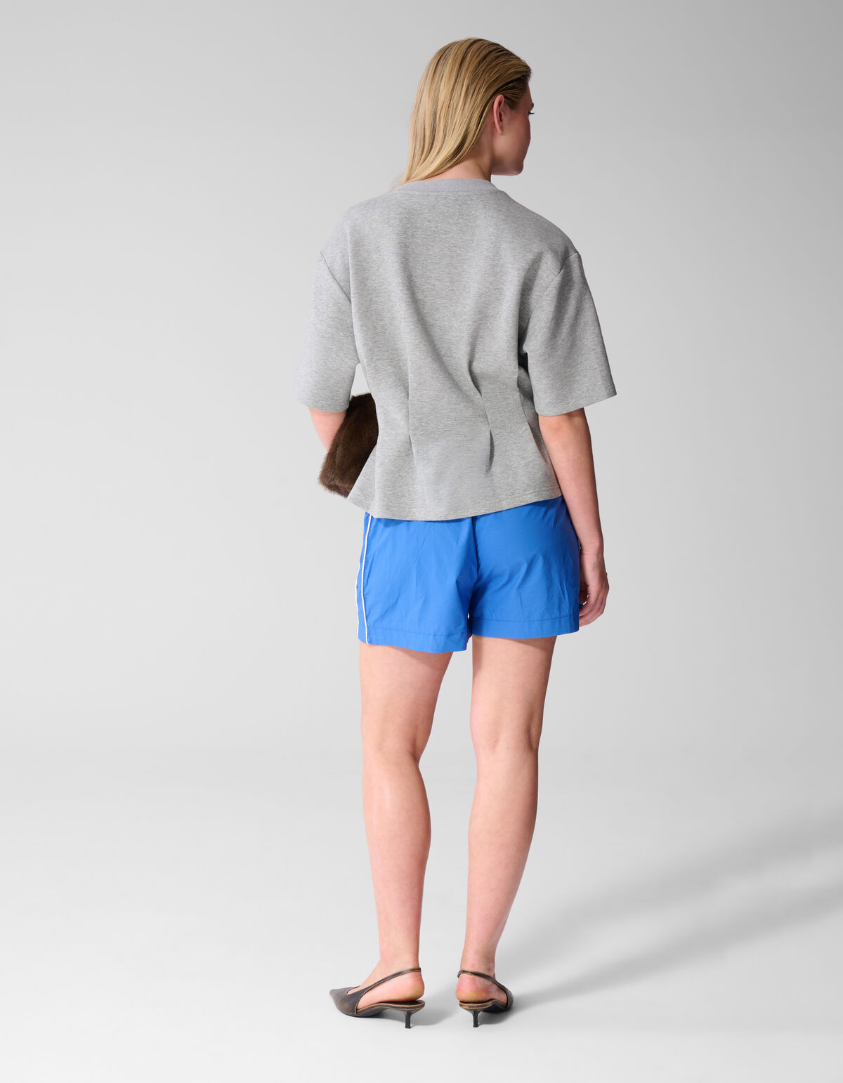 Peplum Scuba T-shirt Lichtgrijs