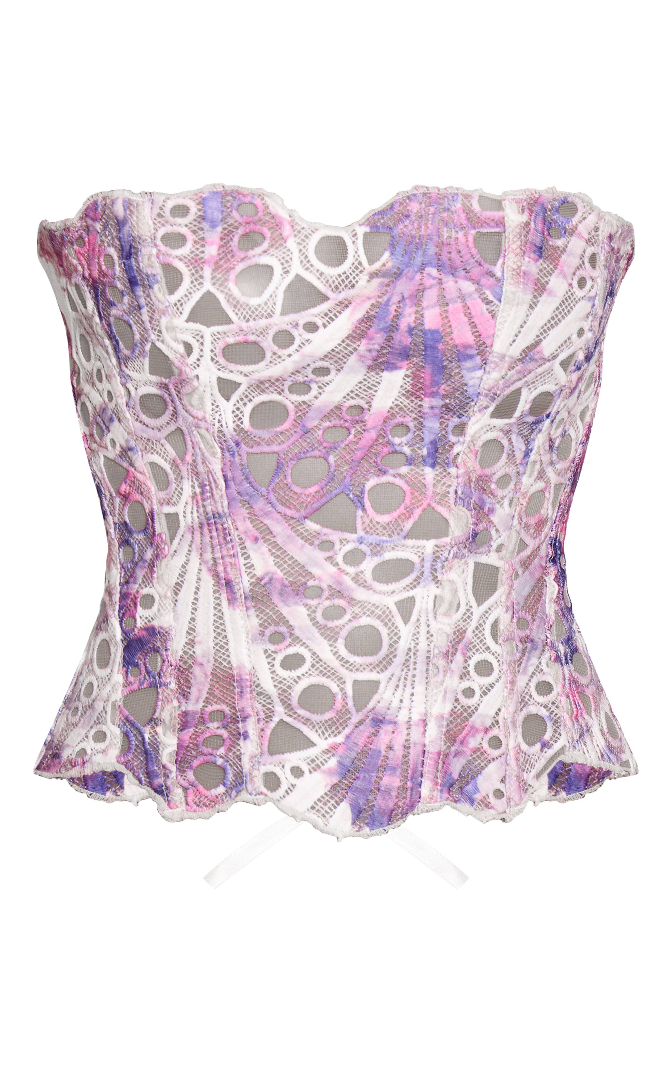 Violet Corset En Dentelle Florale Transparente Texturée