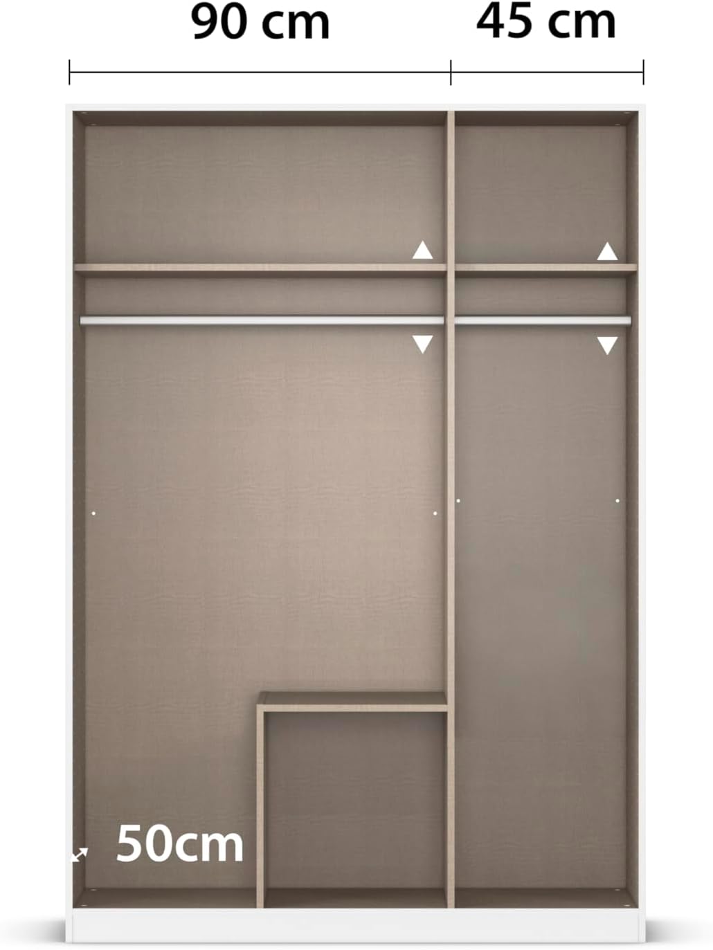 Rauch Möbel Glasgow Drehtürenschrank, Kleiderschrank, Schrank, Garderobe 3-türig, 2 Schubladen, Farbe Weiß, Griffprofil Weiß, 136x197x54cm