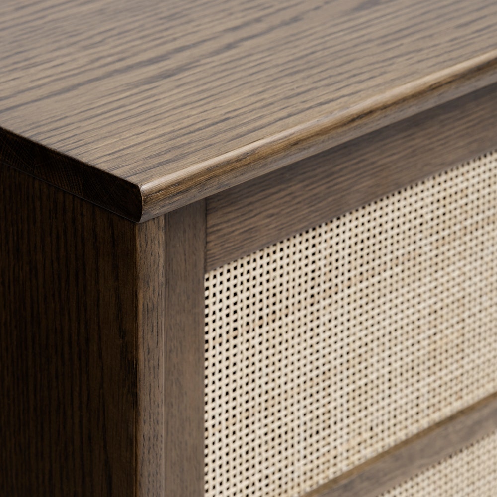 Olivine Boas Sideboard Gerookt Eiken - Hout - Rattan - B 180 cm