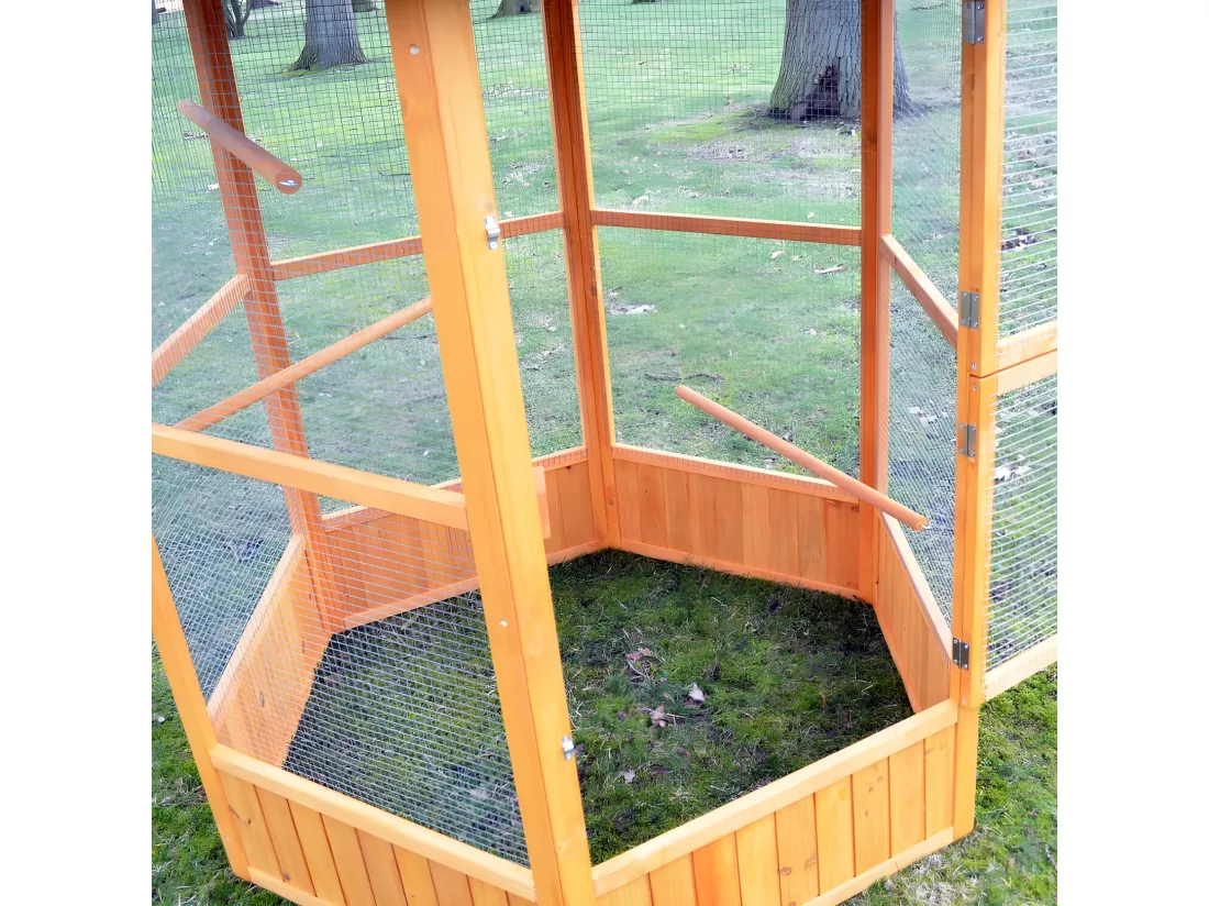Voliere Cage a oiseaux en bois de haute qualite 6 coins 160x123cm Modele Maxi 308