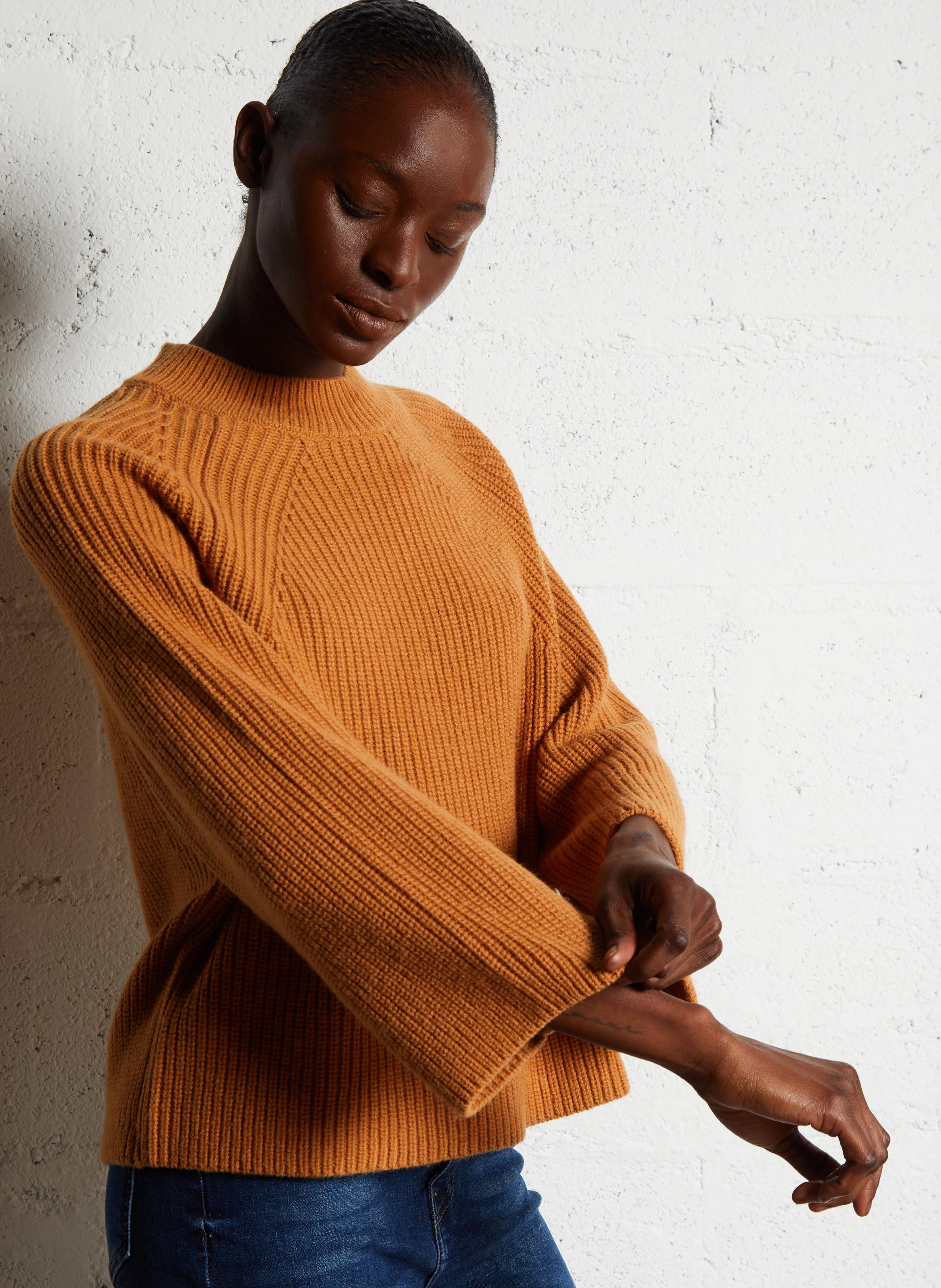 CLEMENCE - Pull ample col rond en laine mélangée | Rouge