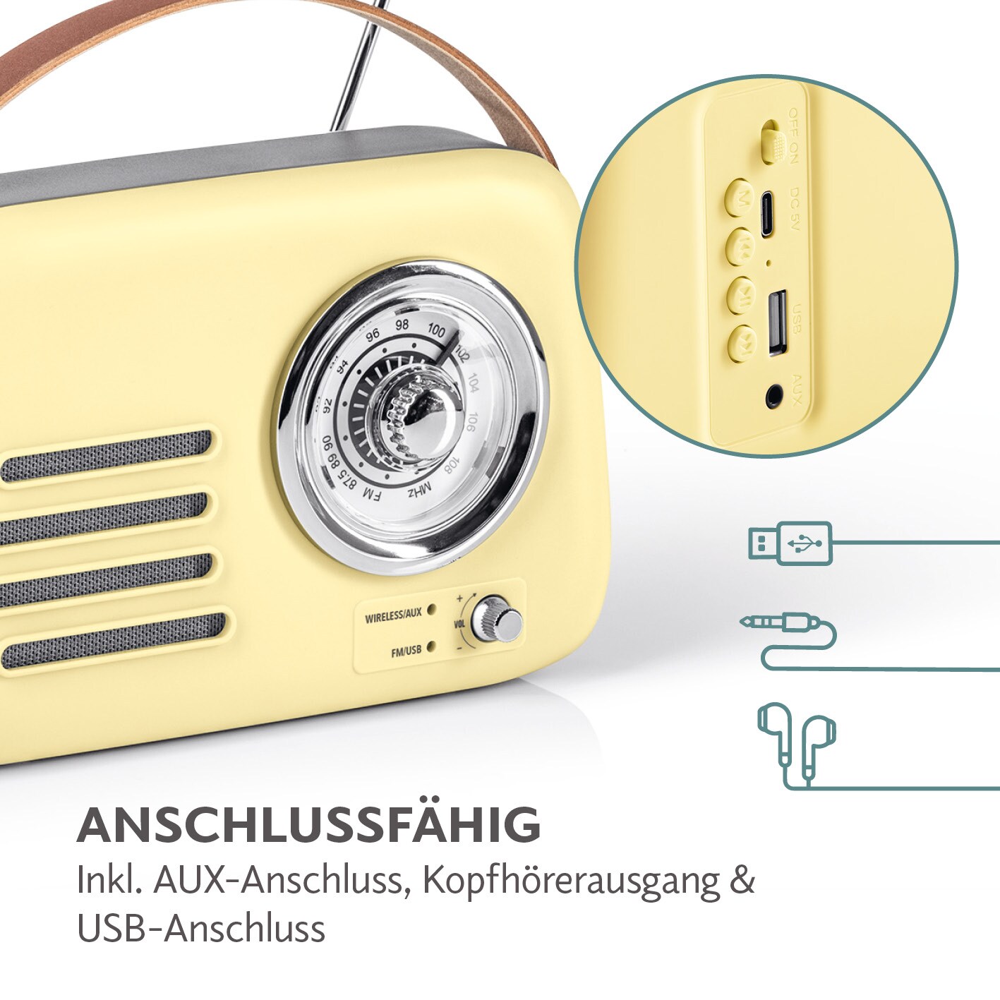 EASYmaxx Radio Retro 5V vanille