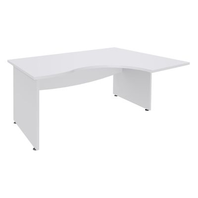 Bureau compact à droite DUAL - L160 cm - Pieds blanc - plateau blanc (Pieds de renfort ou caisson bout de bureau obligatoire à rajouter - non inclus)