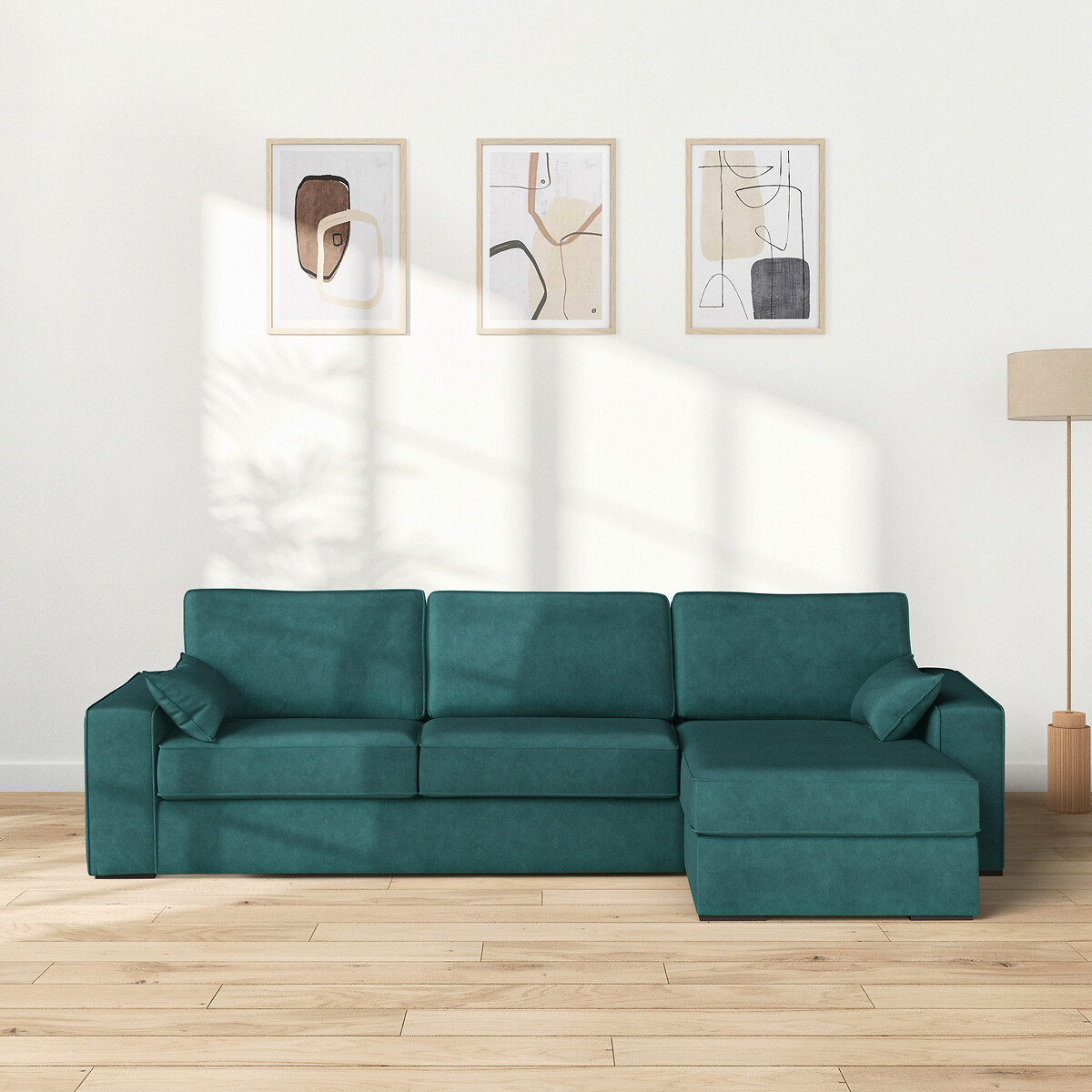 LA REDOUTE INTERIEURS<br>Sofá-cama de canto em veludo, espuma Cécilia