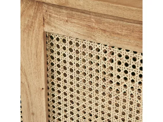 Commode en mindi massif et cannage 135 cm