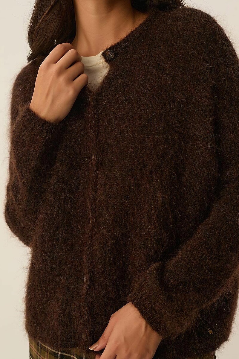 DES PETITS HAUTS<br>Cardigã de mangas compridas com gola redonda, BEA
