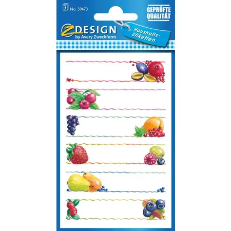 Avery Zweckform Z-Design 59473, Marmeladen Etiketten, Obst, 18 Aufkleber