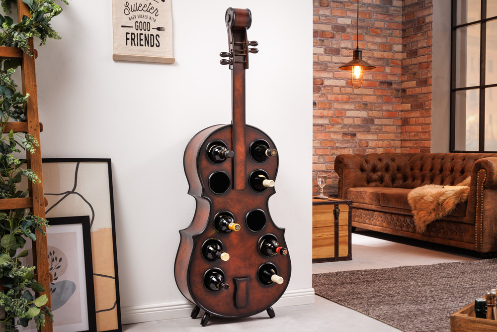 Extravagantes Weinregal CELLO 133cm braun Tannenholz für 10 Flaschen