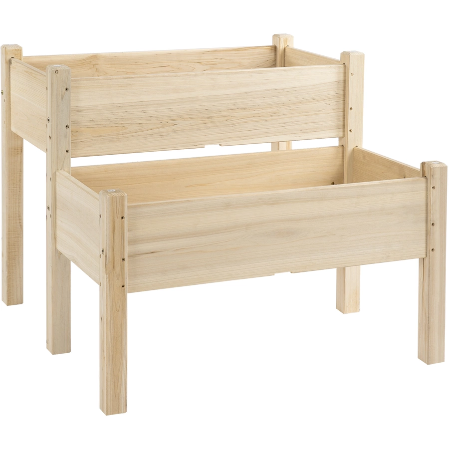 Outsunny Hochbeet mit zweistufigem Design natur