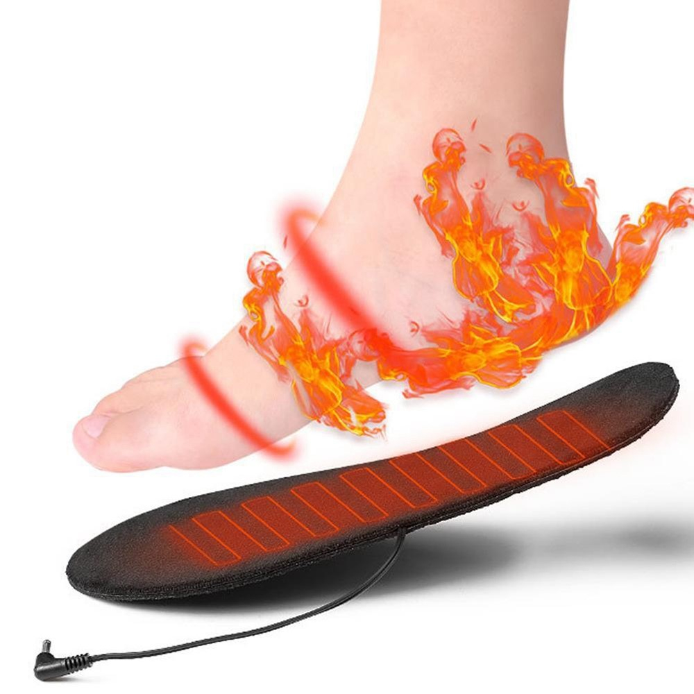 (1 Paar) Gr. 35-40 Beheizbare USB Schuhsohlen Einlegesohlen Fuss Wärmer - Schwarz