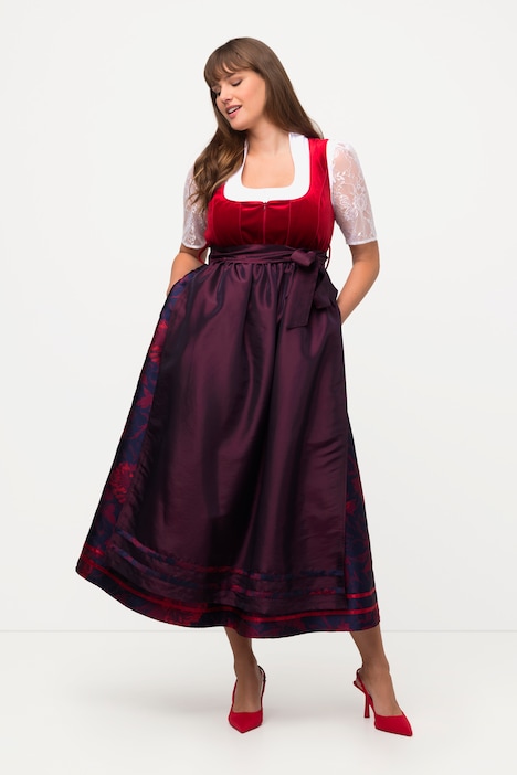 Dirndl, Blüten, Carree-Ausschnitt, Two-Tone-Schürze