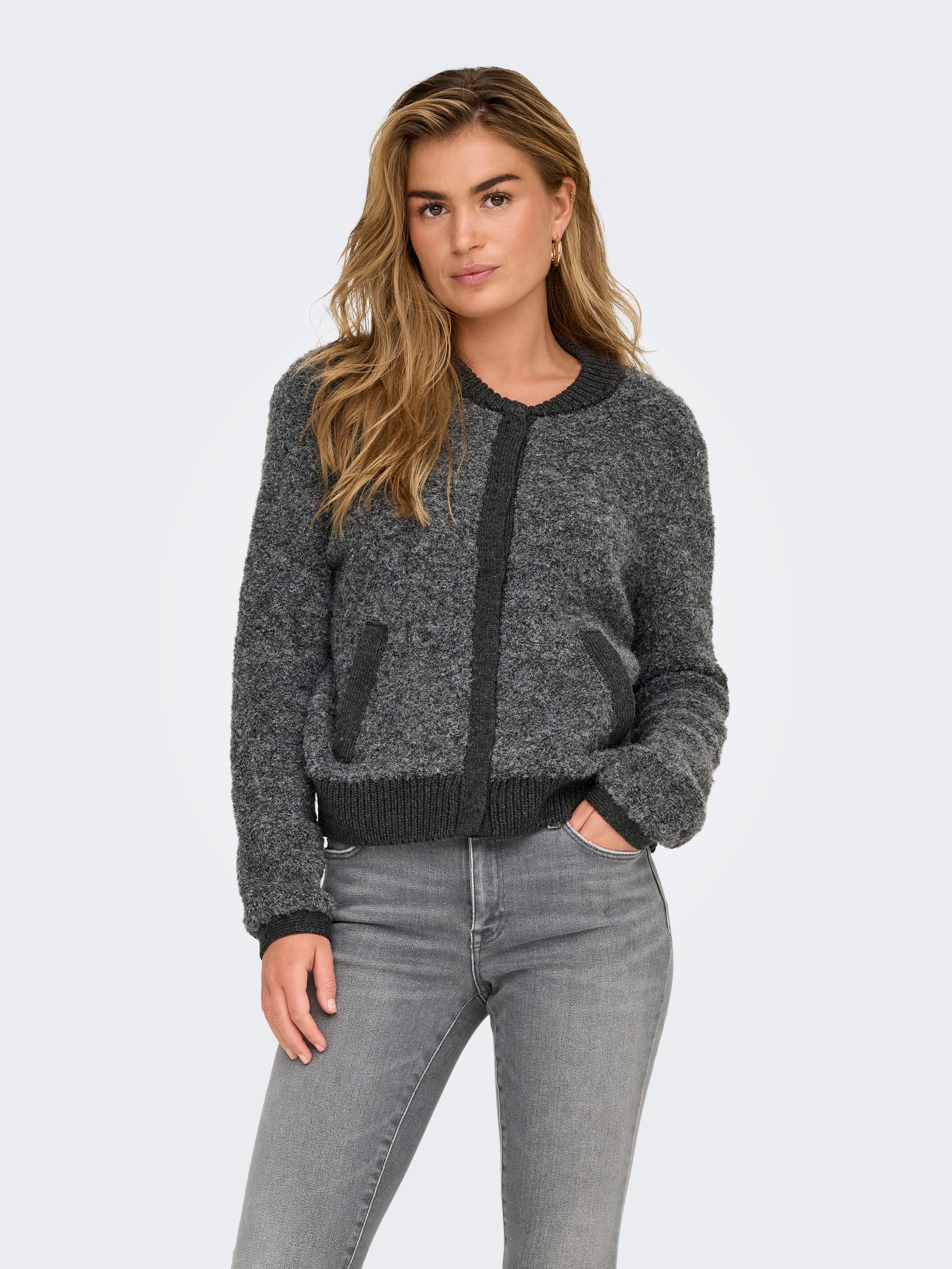 ONLCLEO Strickjacke Dark Grey Melange