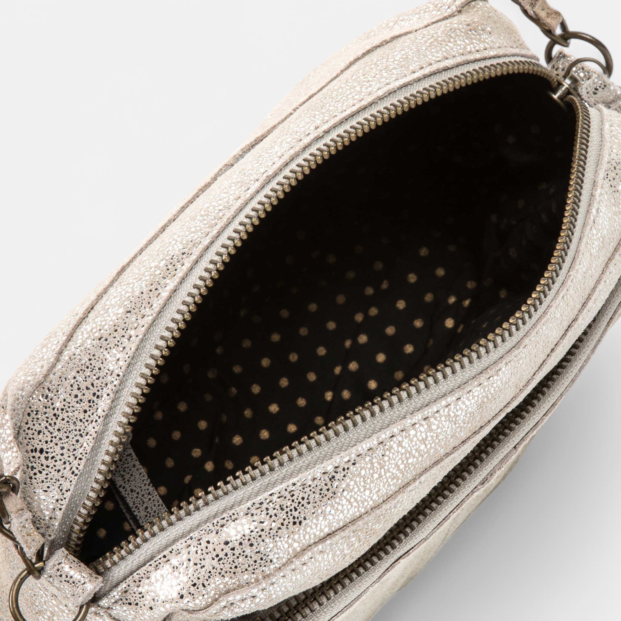 Sac bandoulière en cuir argent