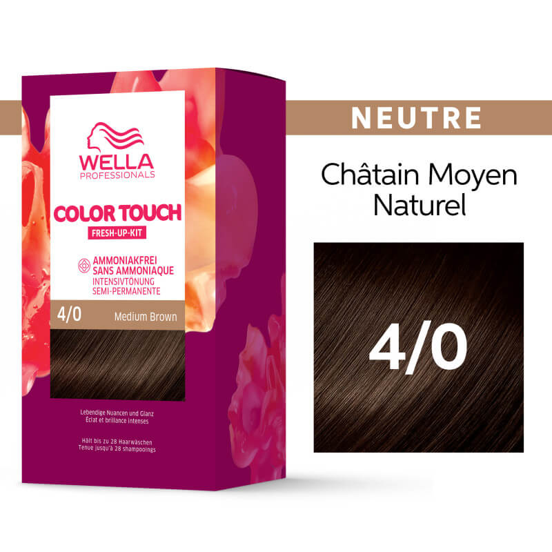 Kit de coloration Châtain Moyen Naturel Color Touch Fresh-Up 4/0 Medium Brown Wella