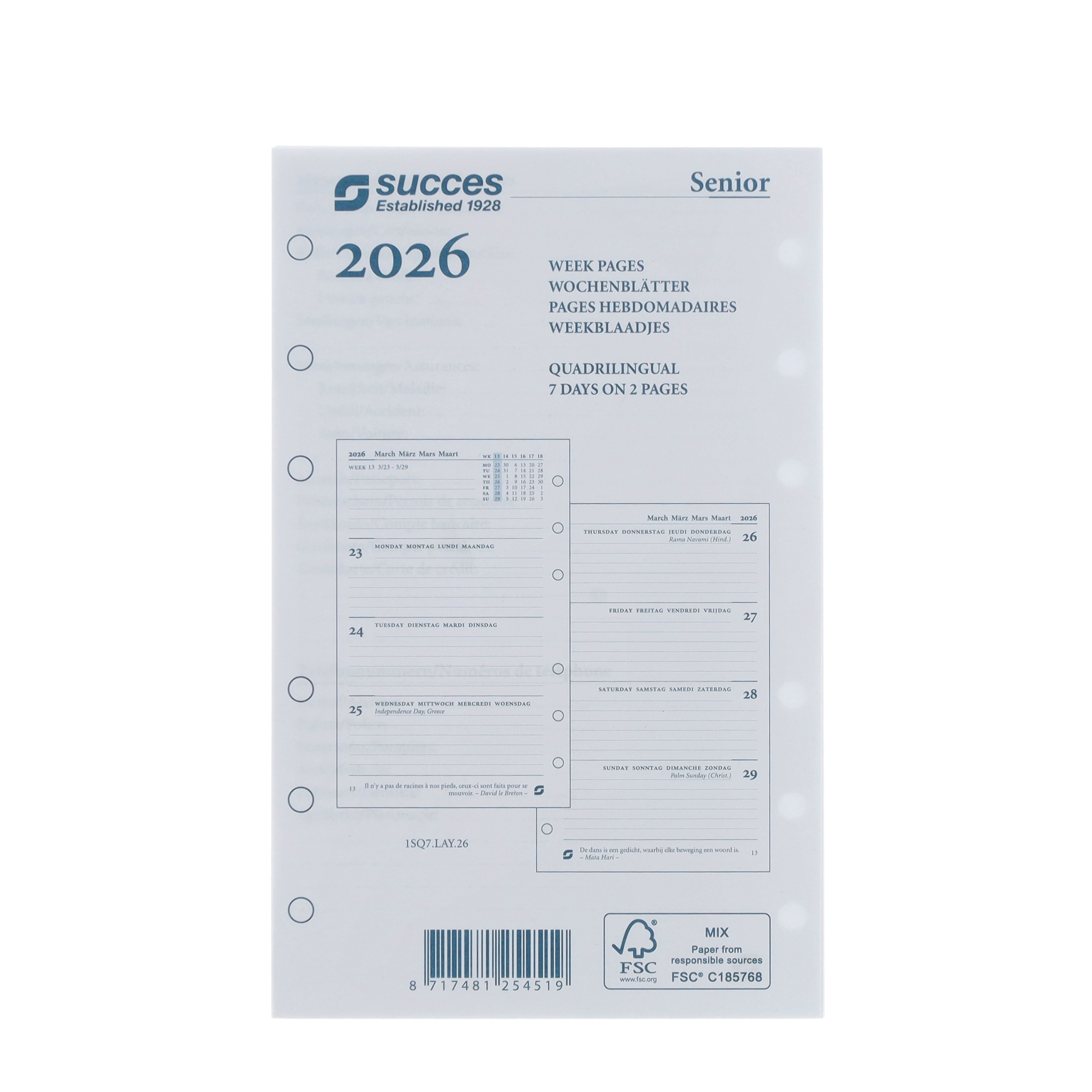 (1W/2S) SUCCES Senior Jahresinhalt 2026 Ersatz Wochenblätter (845207000026U)