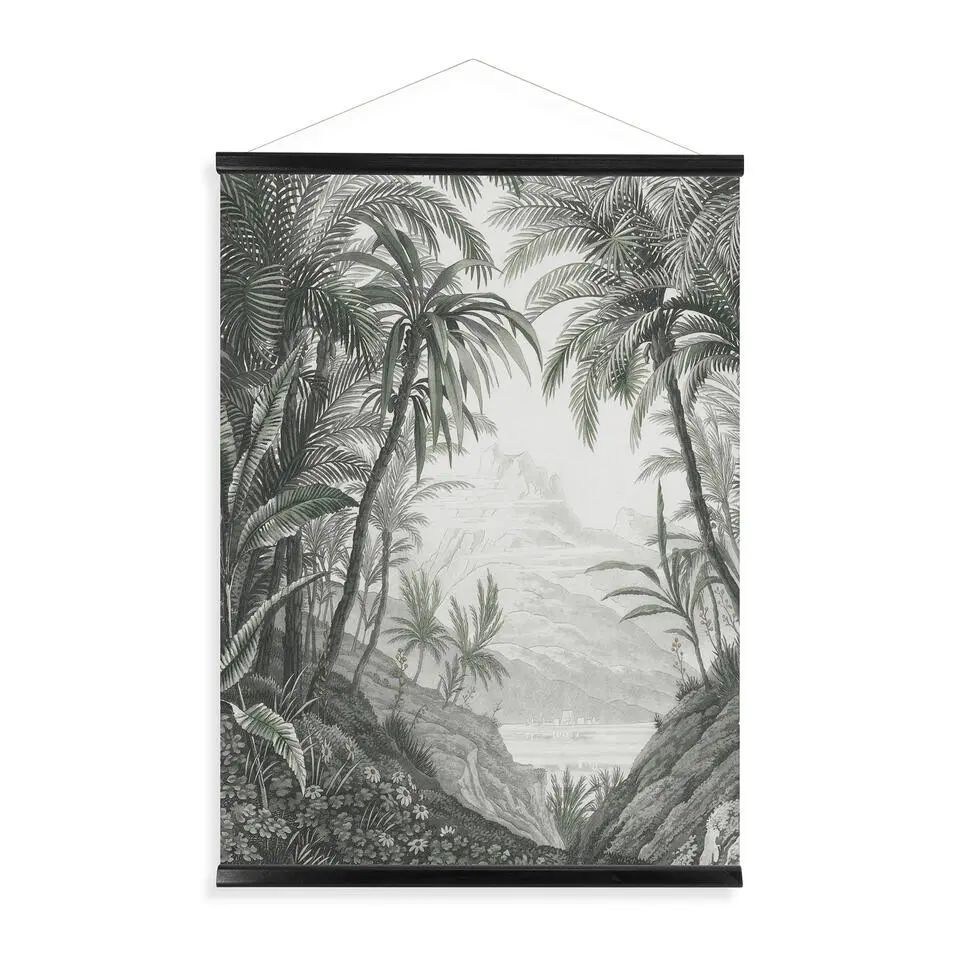 Hangende Poster Linnen - Jungle Landschap Schets