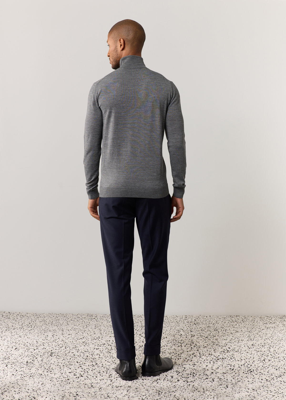 Pantalon coordonnable Slim en laine mélangée unie bleu marine