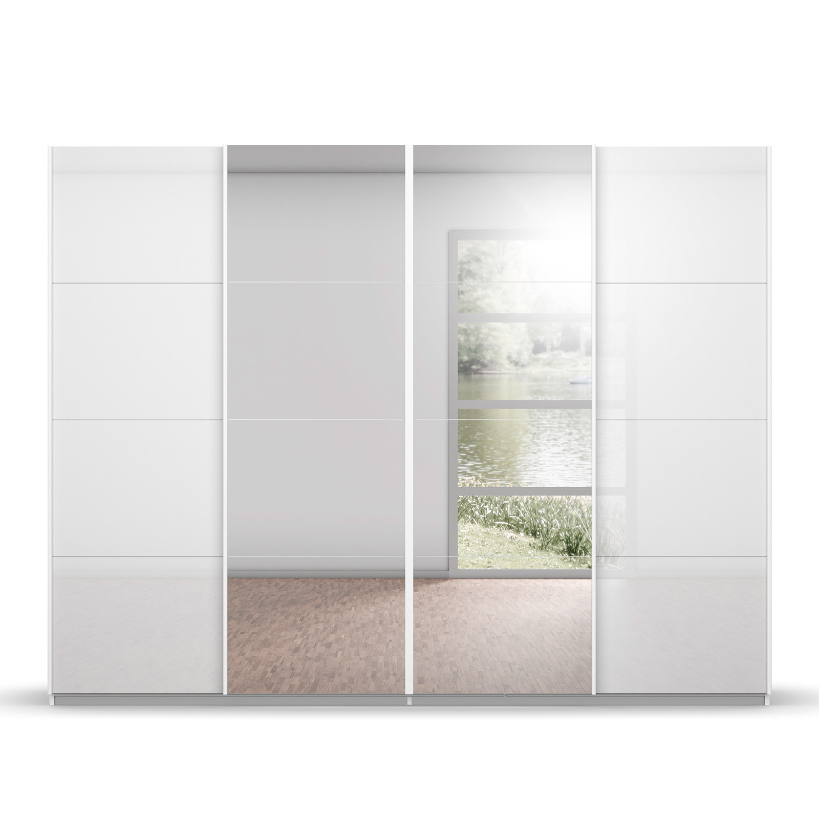 Schwebetürenschrank - weiß Hochglanz - 271 cm