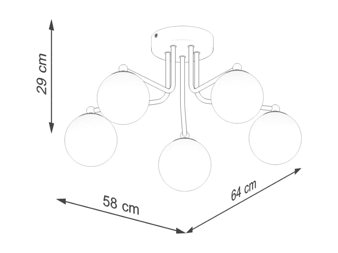 Lustre Astral minimaliste en acier/verre - 5 sources lumineuses - L.58 x H.29 cm - blanc