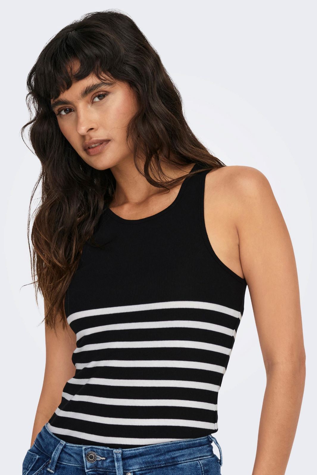 Only Onlkenya Rib Stripe Tank Top 4452883 black bright white