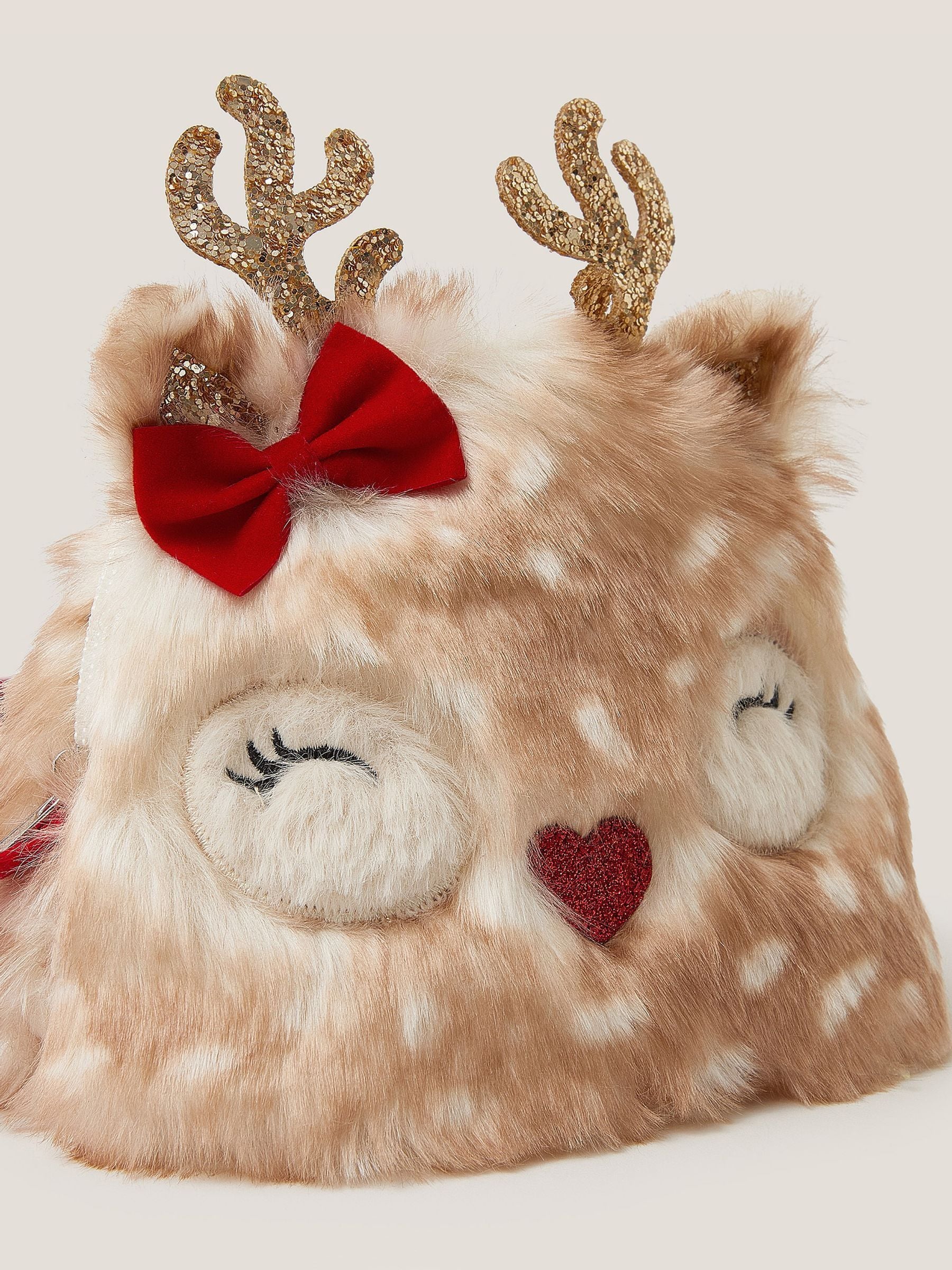 Monsoon Faux Fur Reindeer Purse Bag