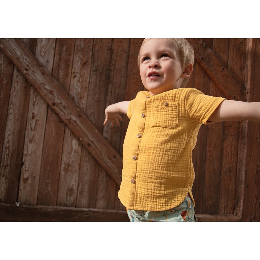 Chemise double gaze de coton pour bébé garçon - Jaune