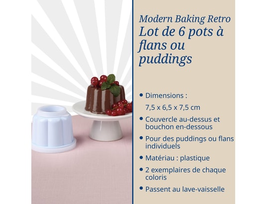 DR OETKER - Pâtisserie Lot de 6 moules à flans avec couvercle dr. Oetker rétro ref...