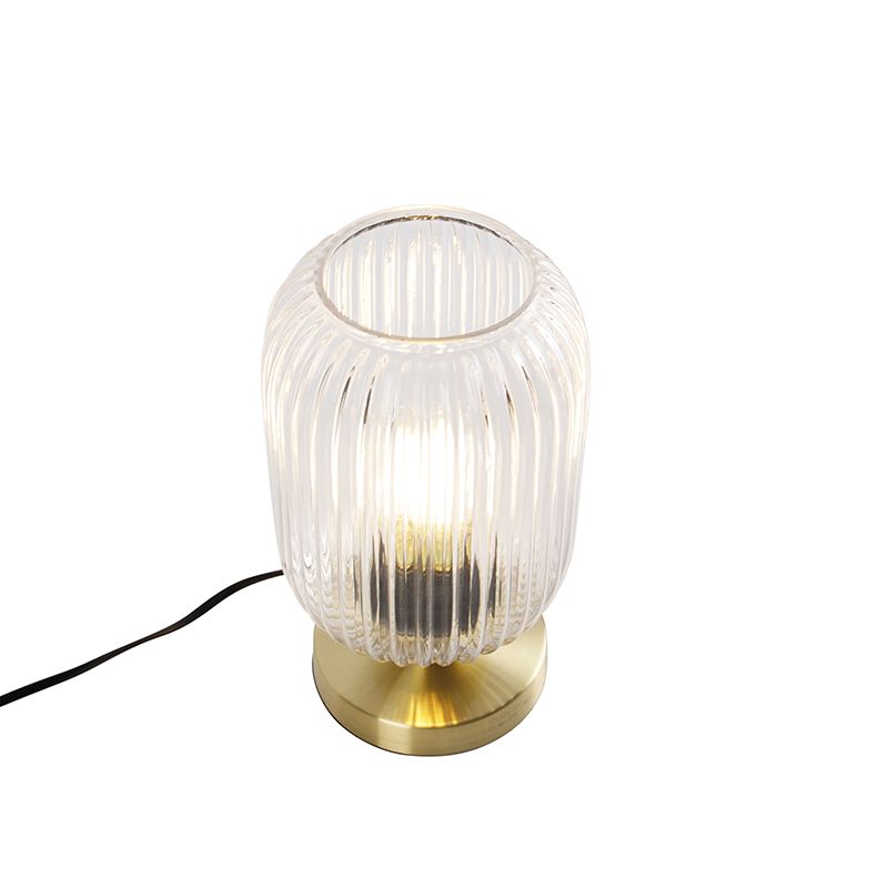 Art deco tafellamp messing met glas - Banci