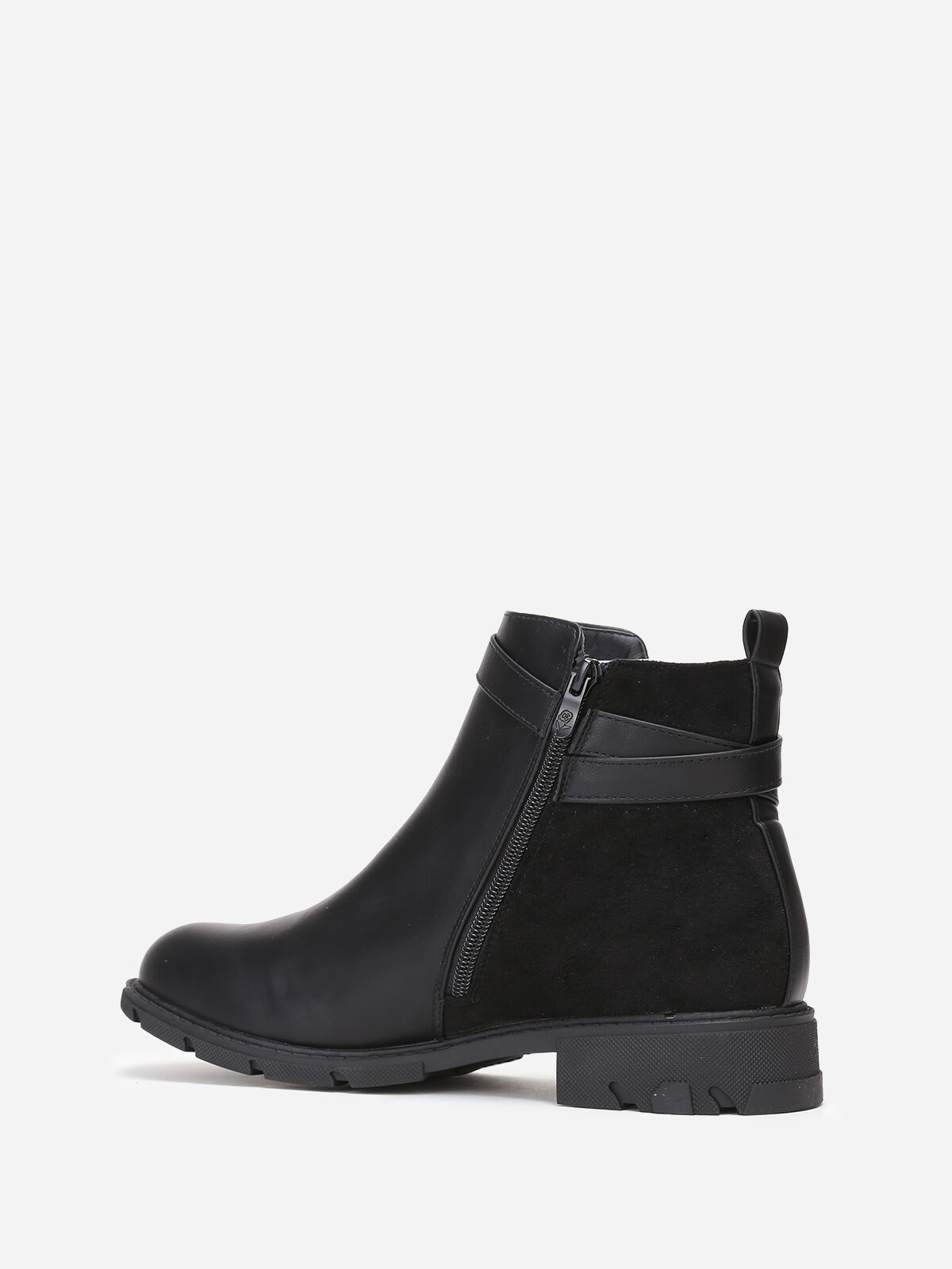 Bottines bi-matières à boucle grandes tailles- Noir