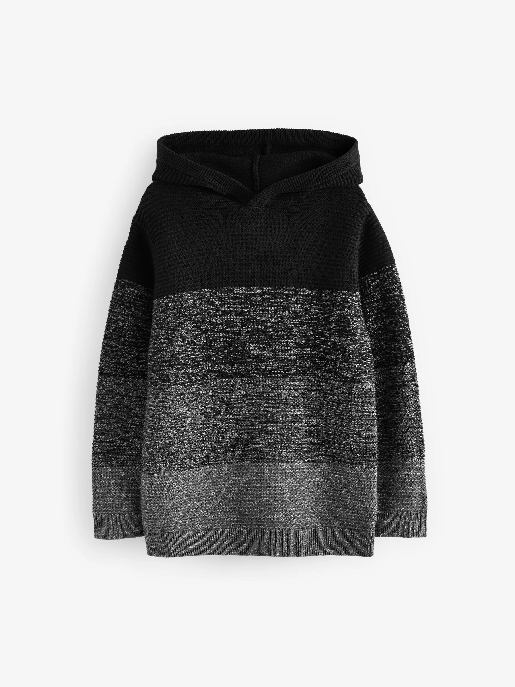 Zwart Ombré kleurblok - Gebreide hoodie (3-16jr)