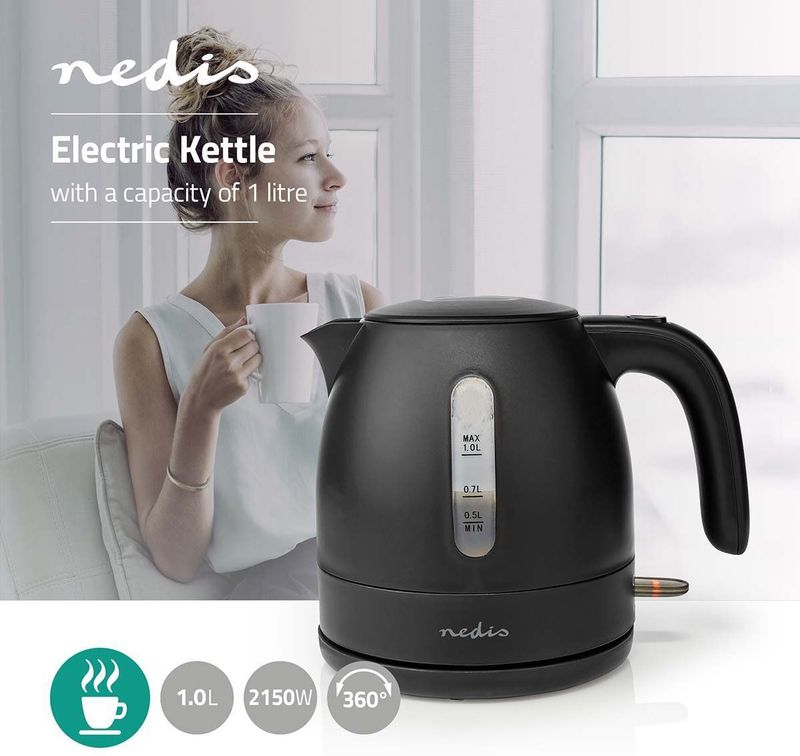 Waterkoker - Zwart - 2150W - 1 Liter - Draadloos
