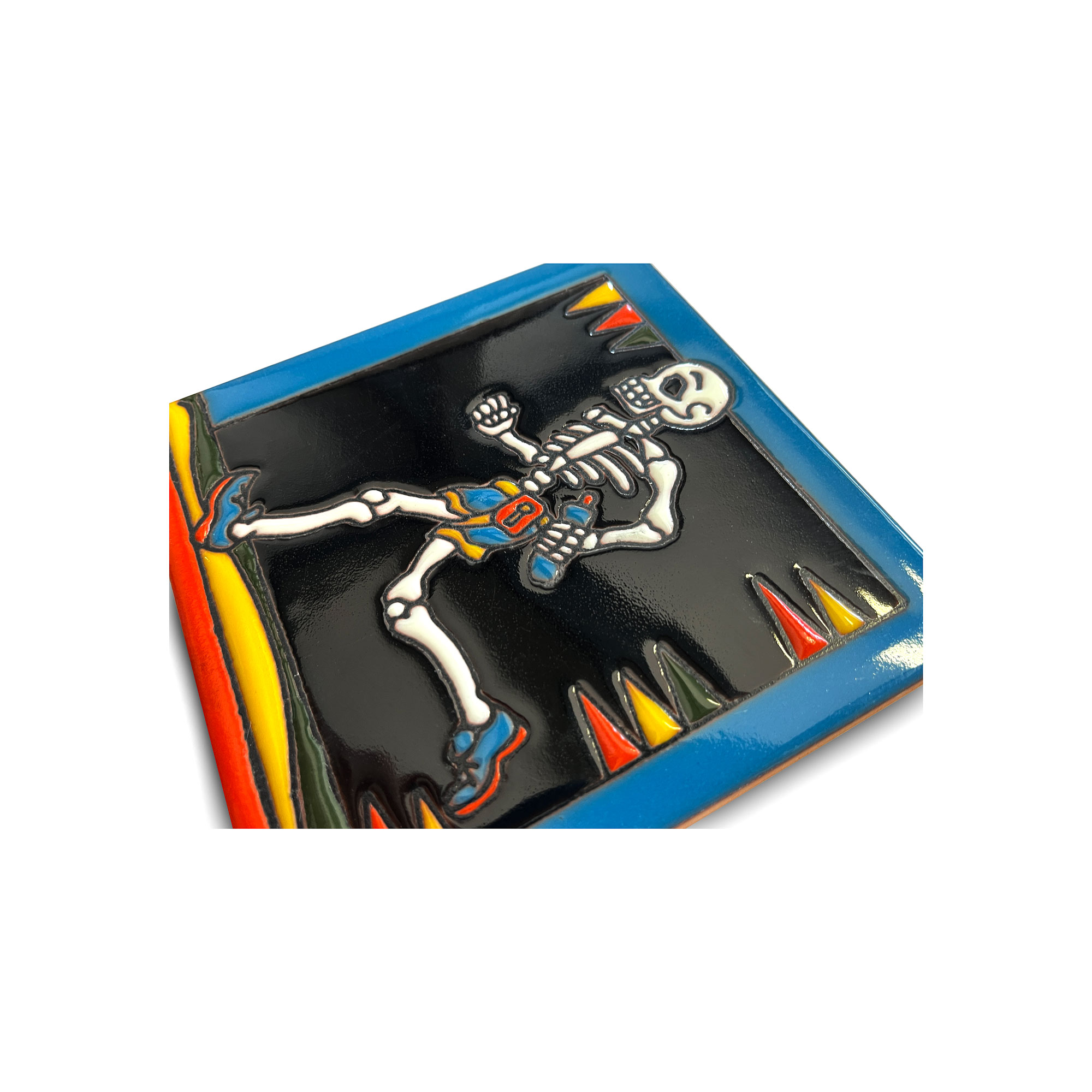 Relief-Kachel 'Corriendo', schwarz, multicolor, H 15 cm, B 15 cm von fischer's lagerhaus