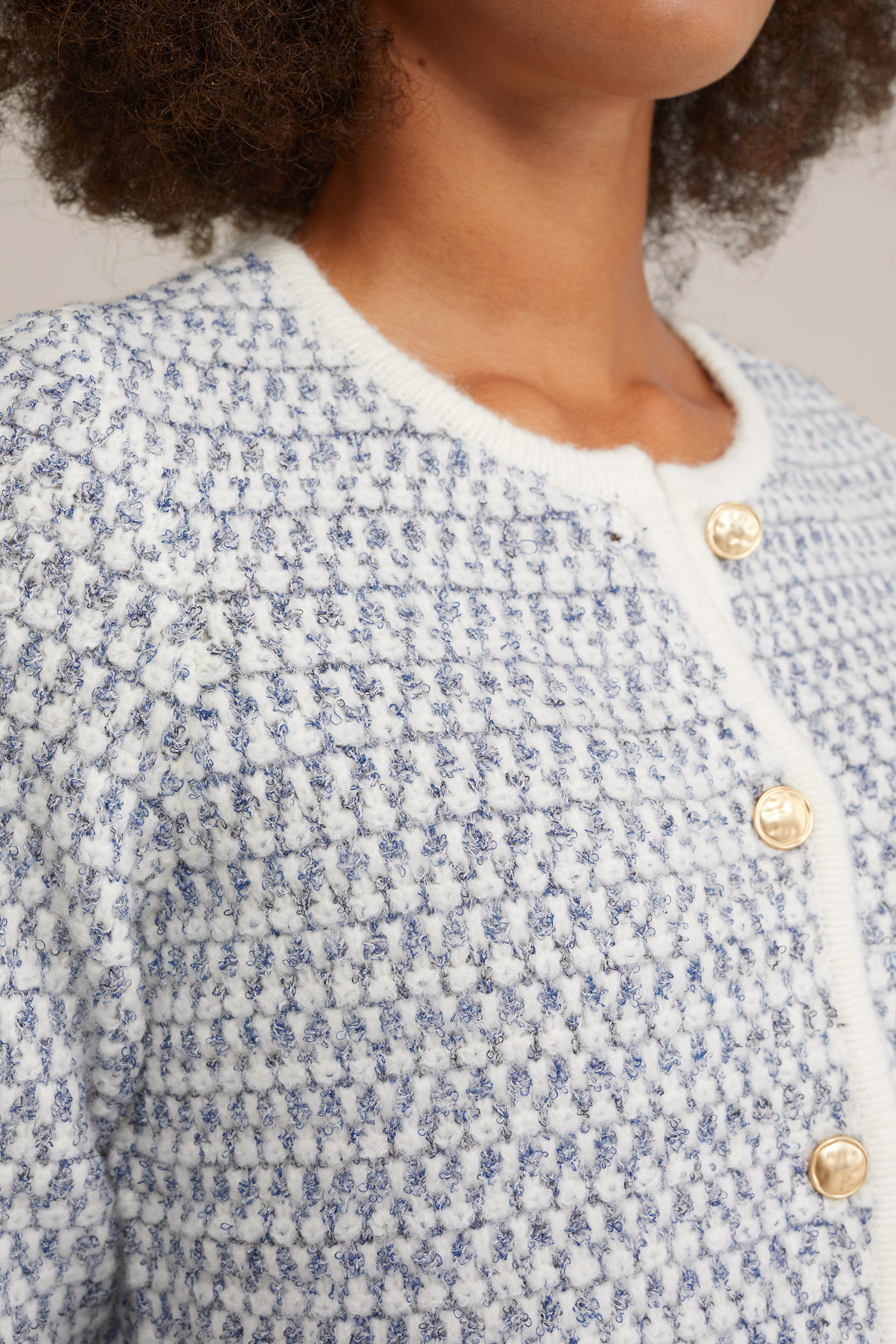 gebreid vest met structuur WE Fashion Lichtblauw